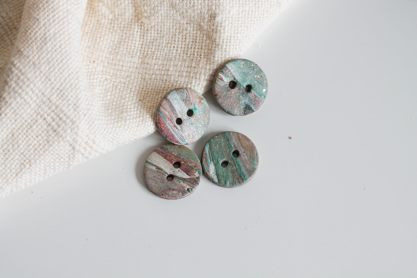 Set of Four Handcrafted Forest Circle Buttons
