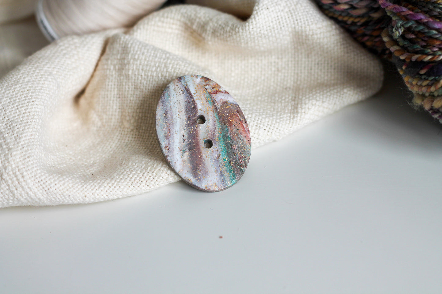Handcrafted Large Oval Forest Button