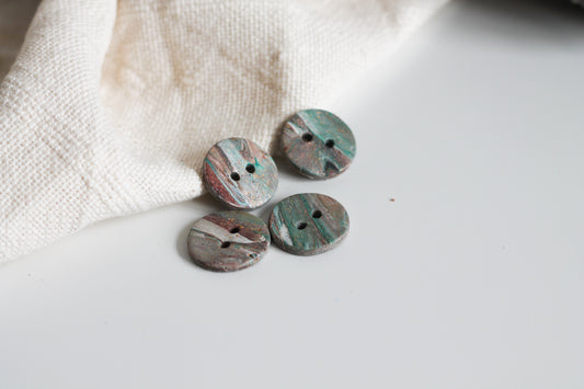 Set of Four Handcrafted Forest Circle Buttons
