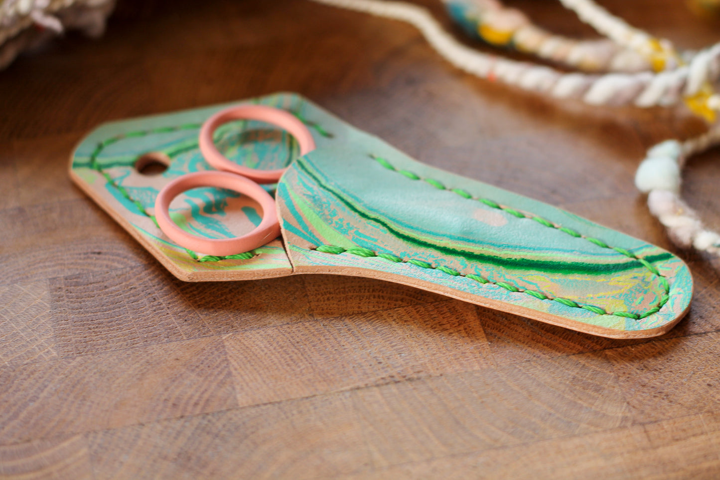 Blush Embroidery Scissors with Handmade Leather Case